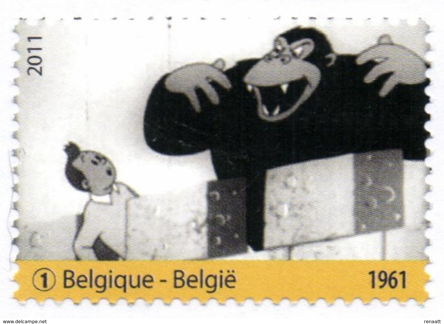 Belgium 2011 COB 4167 Mi. 4213 MNH, Tintin, The Black Island (Animation 1961), Kuifje Tim Ranko Gorilla Monkey - Comics