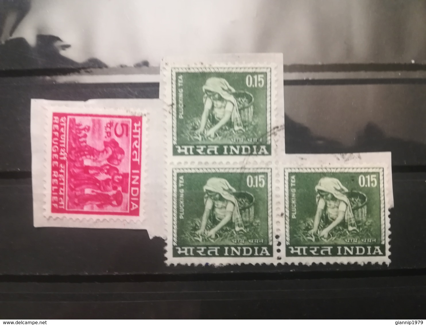 FRANCOBOLLI STAMPS INDIA 1965 USED SU FRAMMENTO MOTIVI LOCALI BLOCCO FRAGMENT - Usati