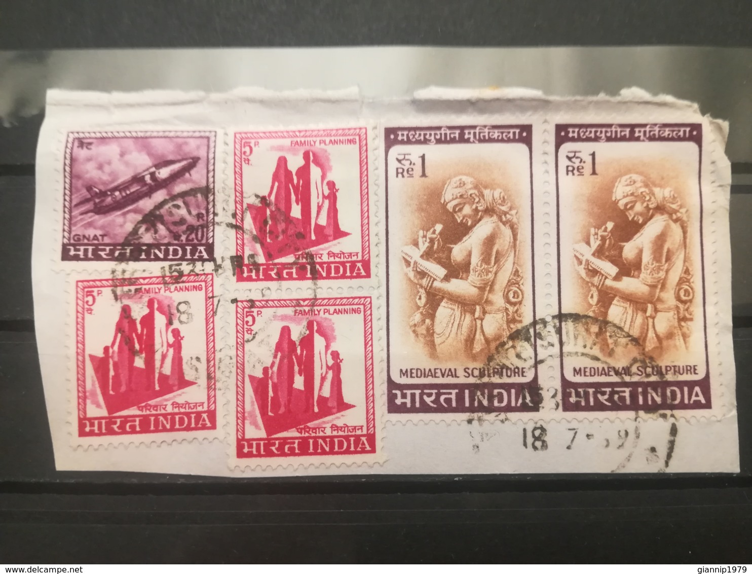 FRANCOBOLLI STAMPS INDIA 1965 USED SU FRAMMENTO MOTIVI LOCALI BLOCCO FRAGMENT - Usati