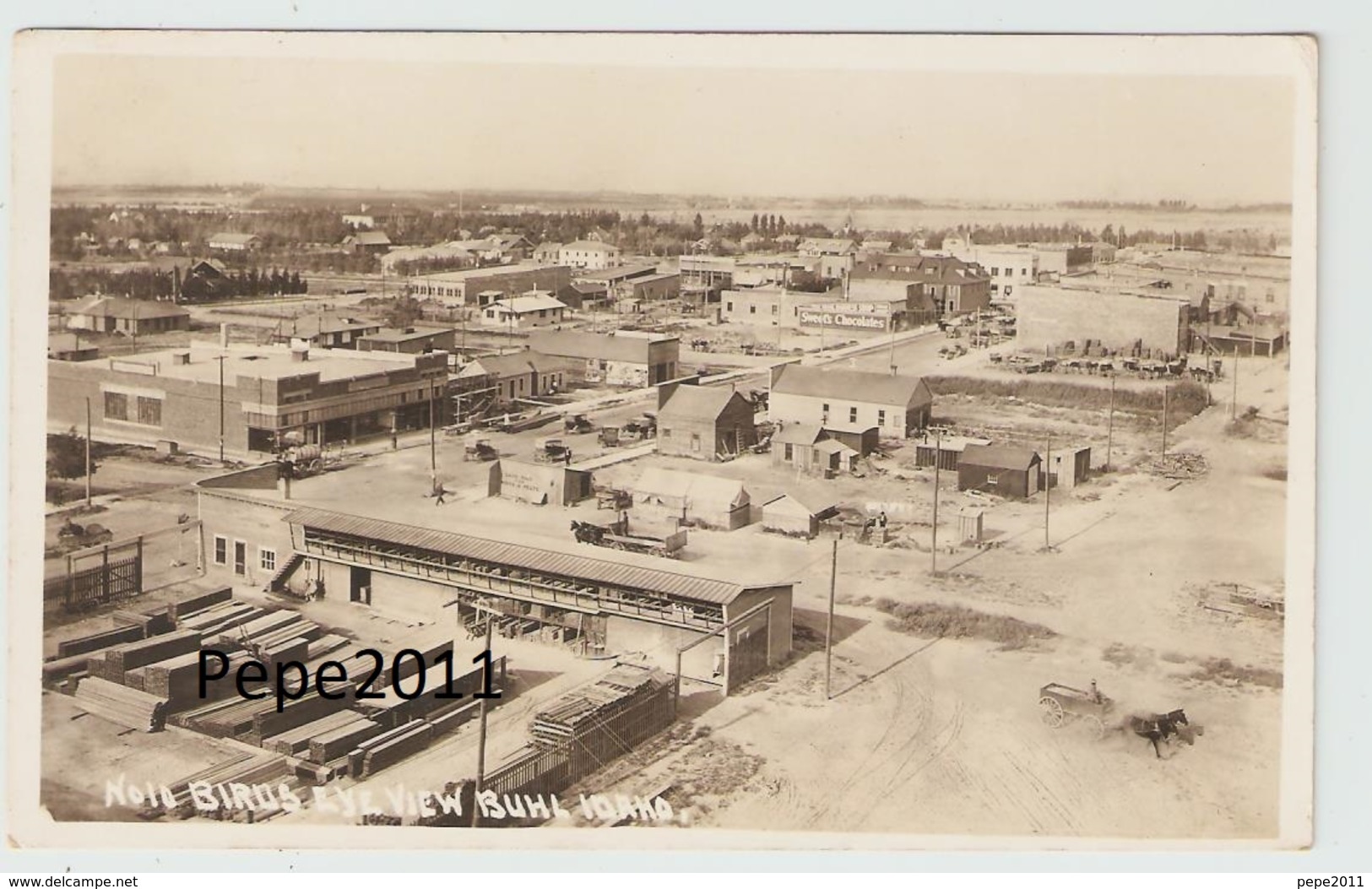 Carte Photo IDAHO US -  Birds Eye View - BUHL In 1919 - Shops - Wagons - Sawmill - ( Unusual) - Sonstige & Ohne Zuordnung