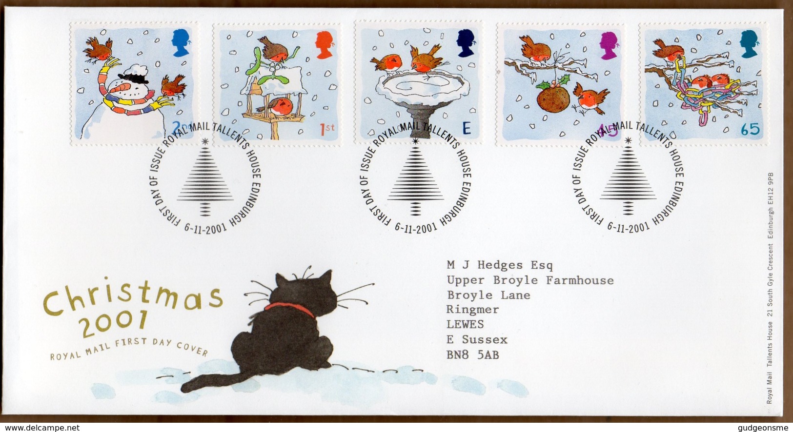 2001 Christmas Set FDC Tallents House - 2001-2010 Decimal Issues