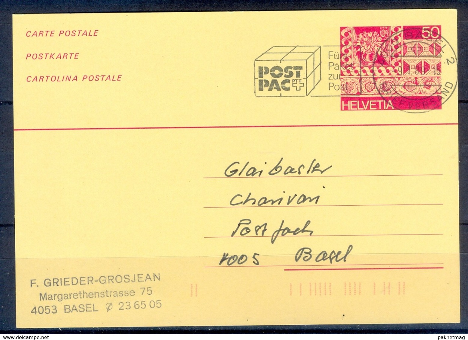 K1063- Postal Used Post Card. Post From Helvetia Switzerland. - Other & Unclassified