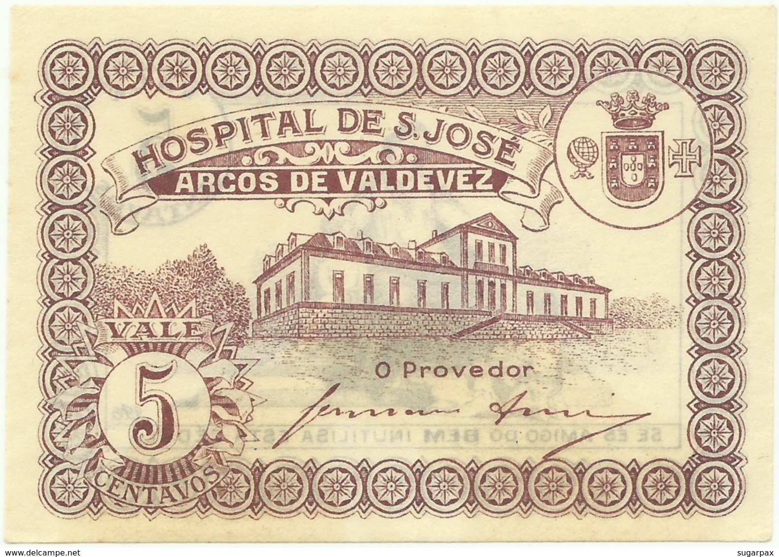ARCOS DE VALDEVEZ - CÉDULA De 5 CENTAVOS - M.A. 249 - UNC. - ND - PORTUGAL - EMERGENCY PAPER MONEY - NOTGELD - Portugal