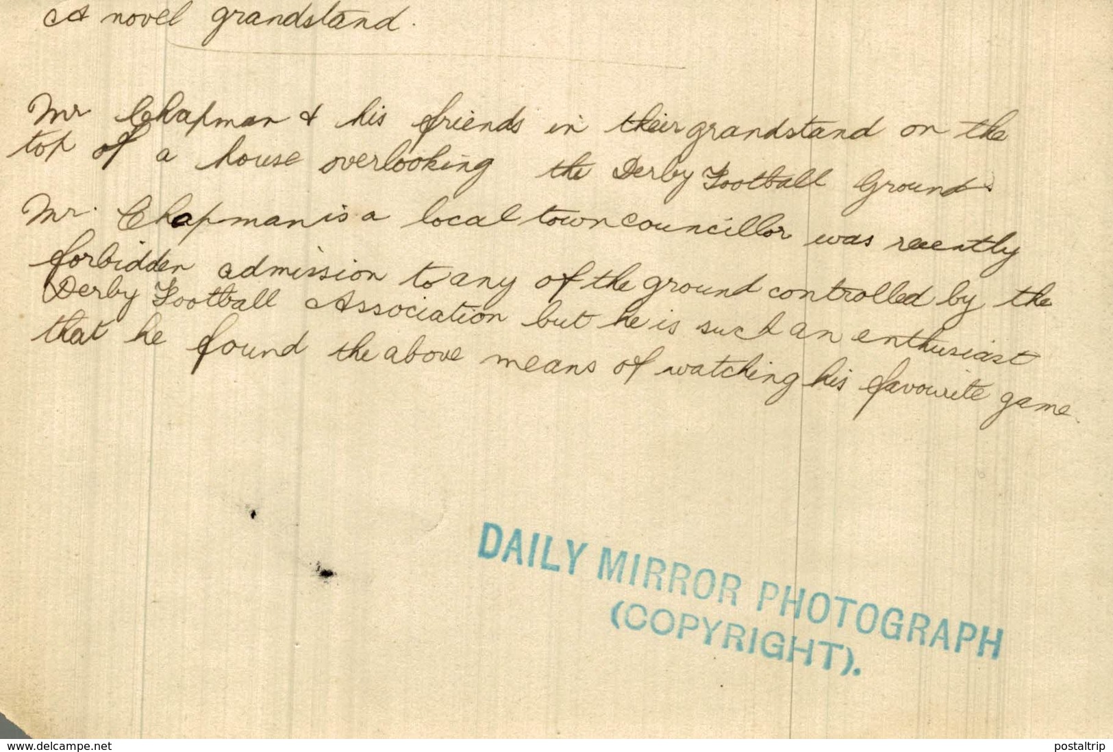 GRANDSTAND   DERBY FOOTBALL GROUNDS ASSOCIATION   16 * 11 CM Fonds Victor FORBIN 1864-1947 - Deportes