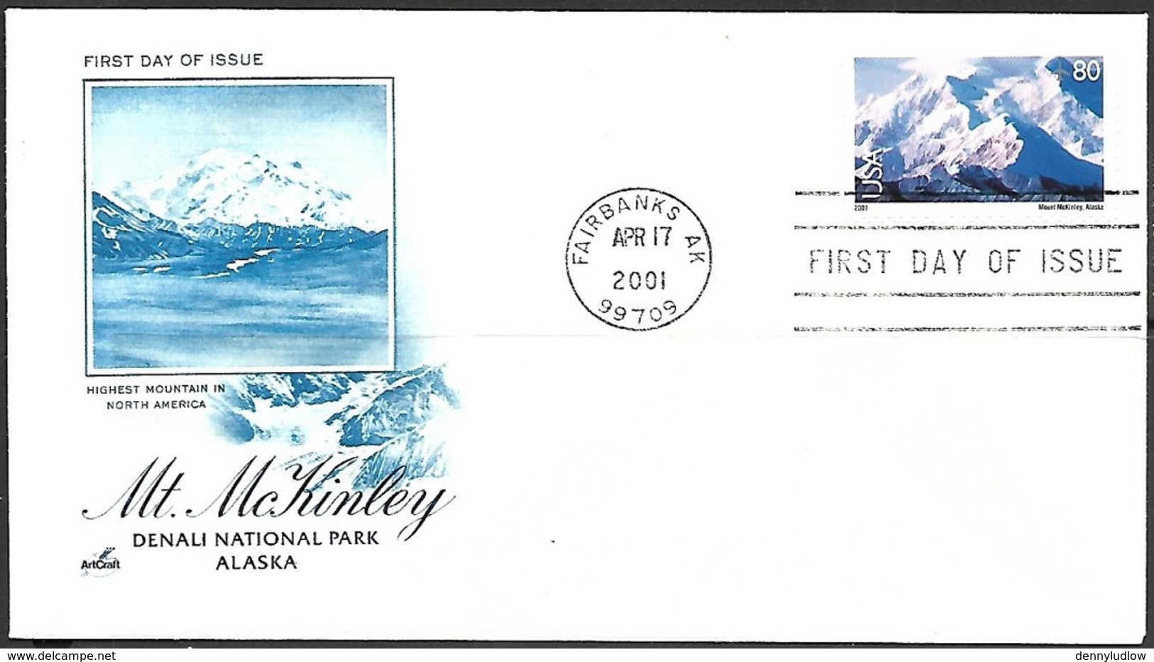 US 2001 80c Denali National Park  On FDC - 2001-2010