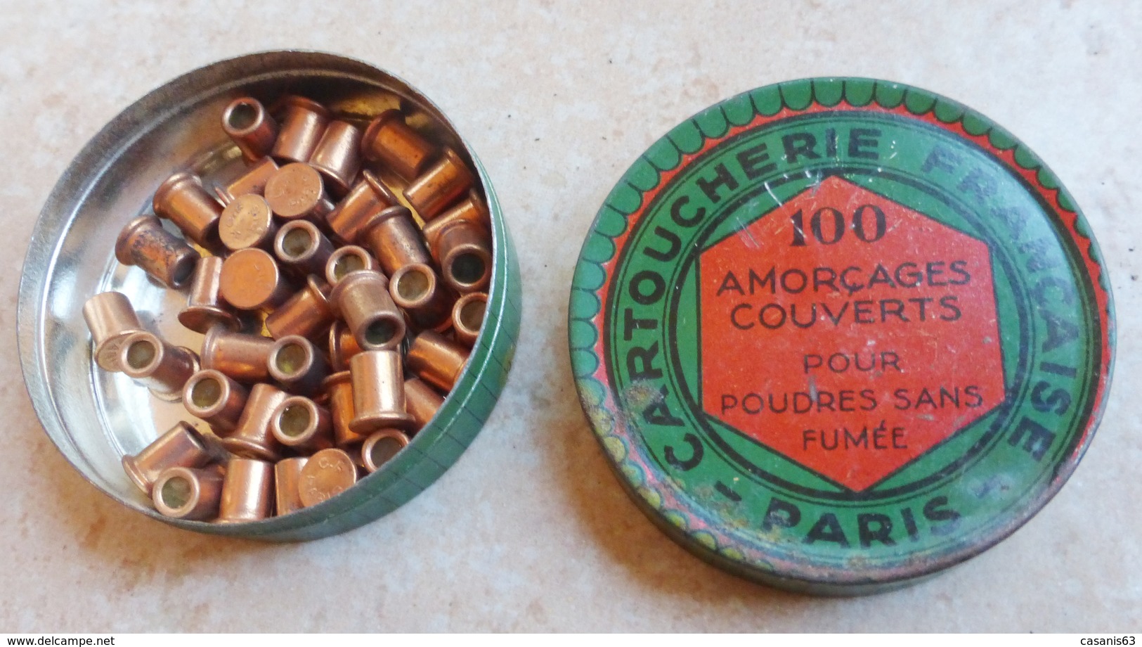 Boite De 100 AMORÇAGES COUVERTS Pour Poudres Sans Fumée - Cartoucherie Françaises Paris - Armas De Colección