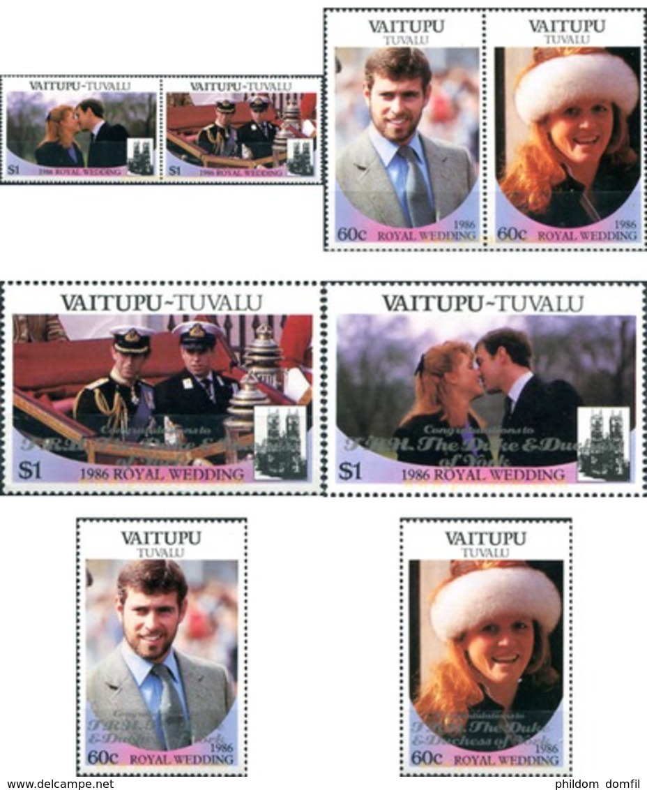 Ref. 299107 * MNH * - TUVALU. Vaitupu. 1986. WEDDING OF PRINCE ANDREW AND MISS SARAH FERGUSON . BODA DEL PRINCIPE ANDRES - Tuvalu