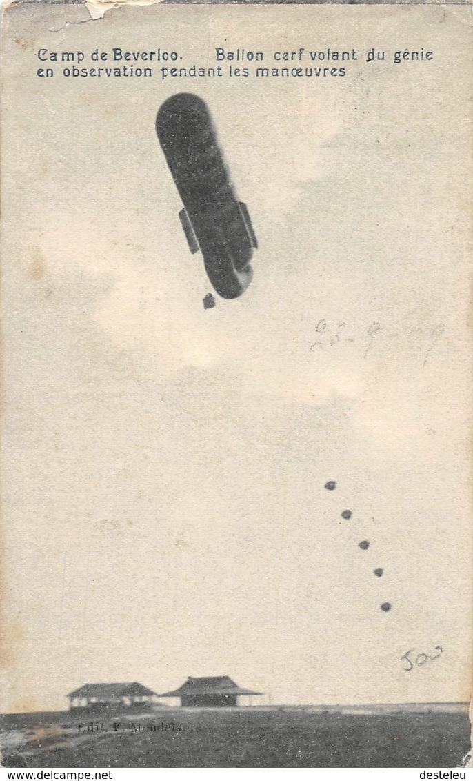 Camp De Beverloo Ballon Cerf Volant De Génie En Observation Pendant Les Maneuovres 1919 - Dirigeables