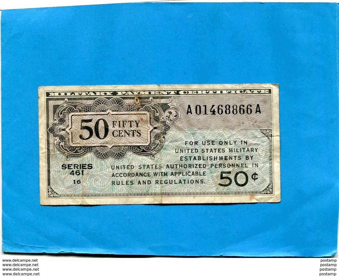 MILITARY PAYMENT CERTIFICATE 50  Cents Série 461 -16---1946 - 1946 - Series 461