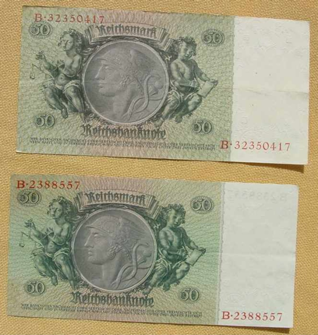 (1049296) 2 X 50 Reichsmark, Berlin 30. März 1933, KN 7 U. KN 8-stellig, Siehe Bitte Beschreibung U. Bilder - 50 Reichsmark