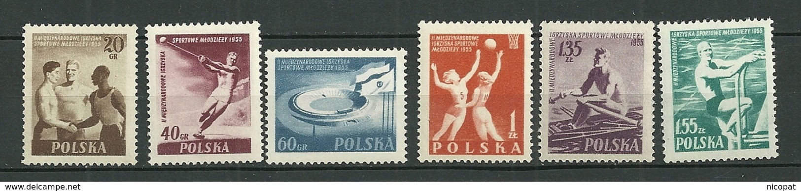 POLAND MNH ** 827-832 JEUX SPORTIFS INTERNATIONAUX DE LA JEUNESSE. STADE. BASKET BALL. NATATION. AVIRON - Neufs