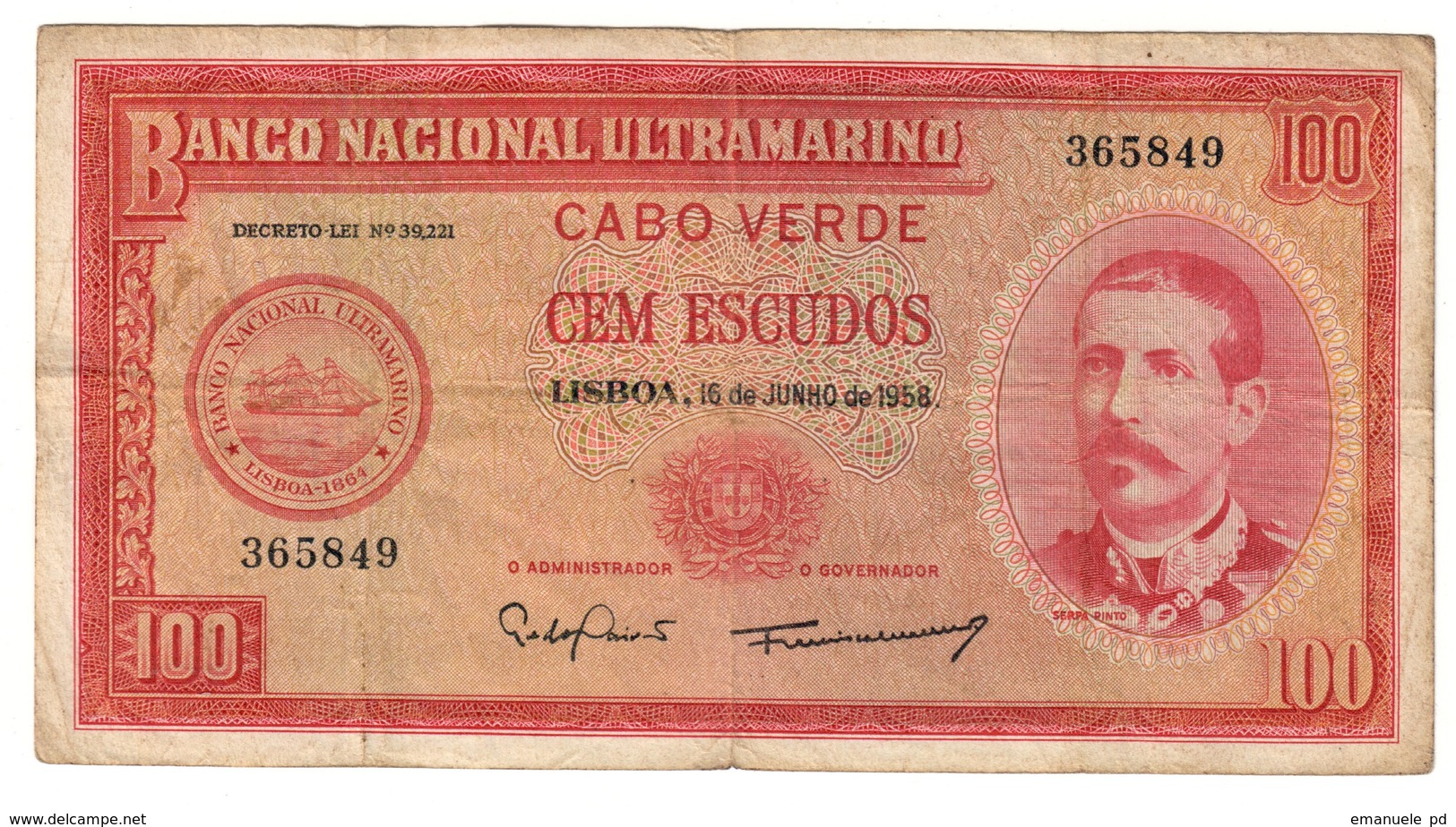 Cape Verde 100 Escudos 1958 - Cape Verde