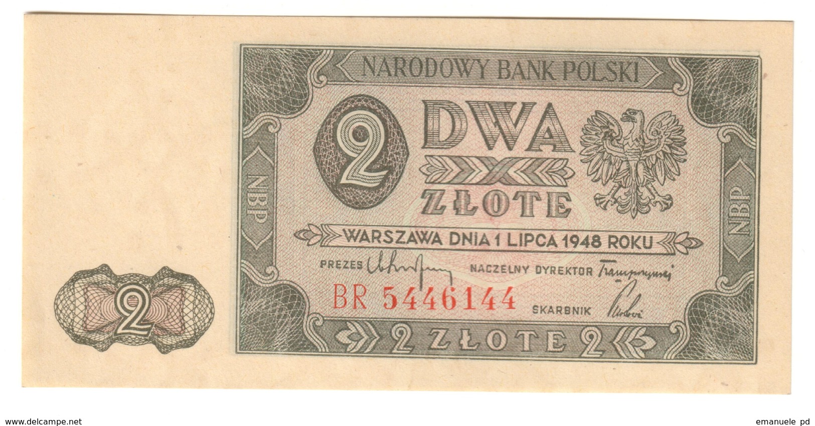 Poland 2 Zlotych 01/07/1948 XX Series UNC - Polonia