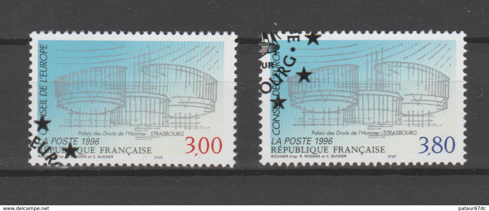 FRANCE / 1996 / Y&T SERVICE N° 116/117 : CONSEIL De L'EUROPE (Palais Des Droits De L'homme) - Cachet Rond CONSEIL - Oblitérés