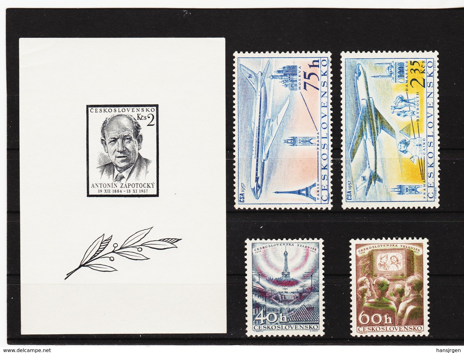 Post252 TSCHECHOSLOWAKEI CSSR 1957 MICHL 1042/45 + BLOCK 17 ** Postfrisch SIEHE ABBILDUNG - Ungebraucht