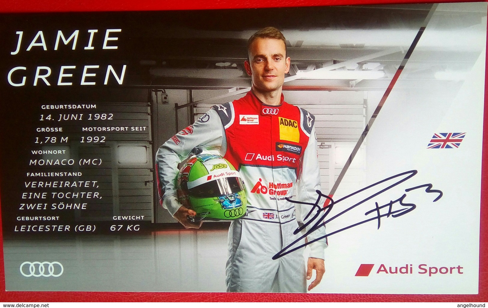 Audi Sports  Jamie Green  Signed Card - Automobile - F1