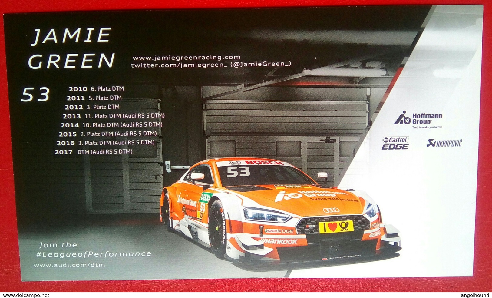 Audi Sports  Jamie Green  Signed Card - Automobile - F1