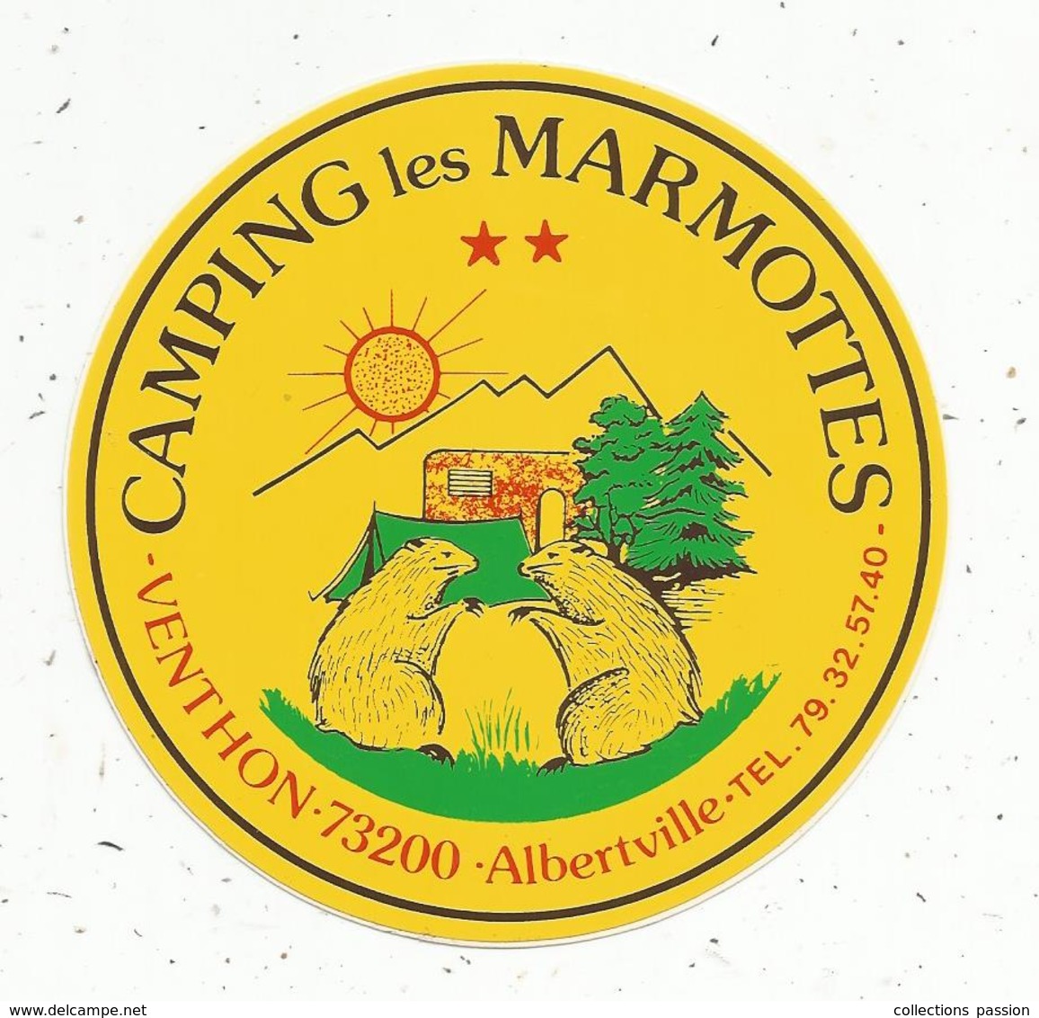 Autocollant  ,CAMPING LES MARMOTTES ,  Savoie,  VENTHON ,  Albertville - Stickers