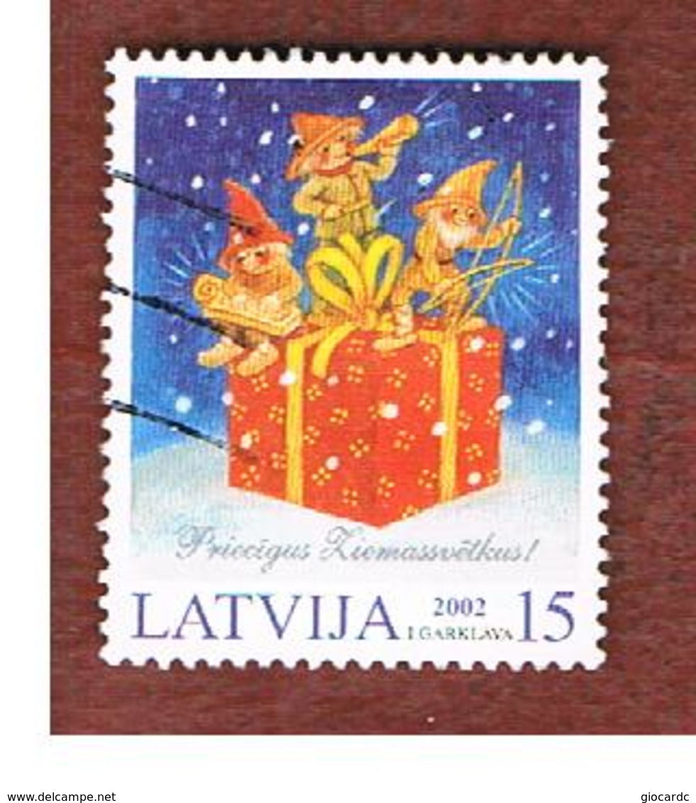 LETTONIA (LATVIA)   -  SG 593 -  2002 CHRISTMAS    -   USED - Lettonia