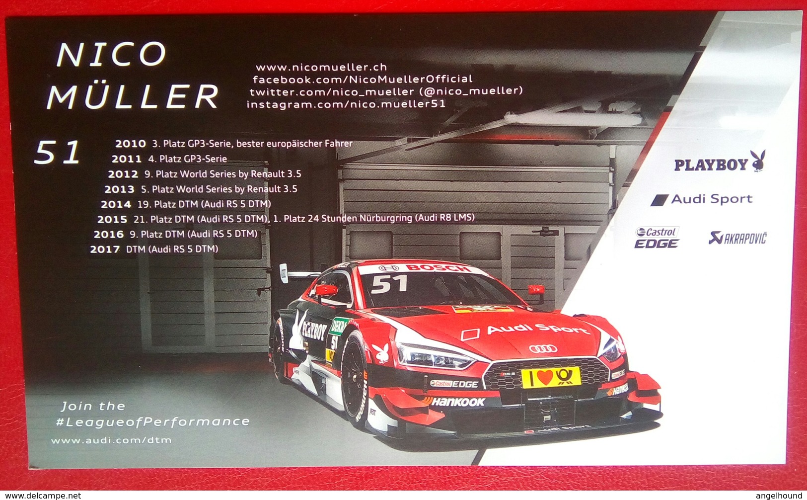 Audi Sports Nico Muller   Signed Card - Automobile - F1