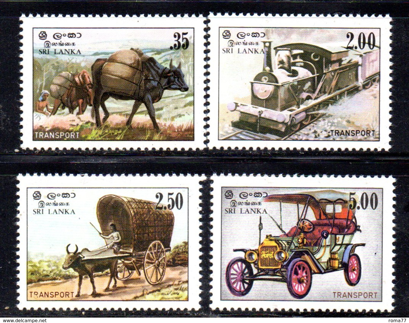 APR1029 - CEYLON SRI LANKA 1983 , Serie Yvert N. 651/654  ***  MNH (2380A) Trasporti Treni Auto - Sri Lanka (Ceylon) (1948-...)