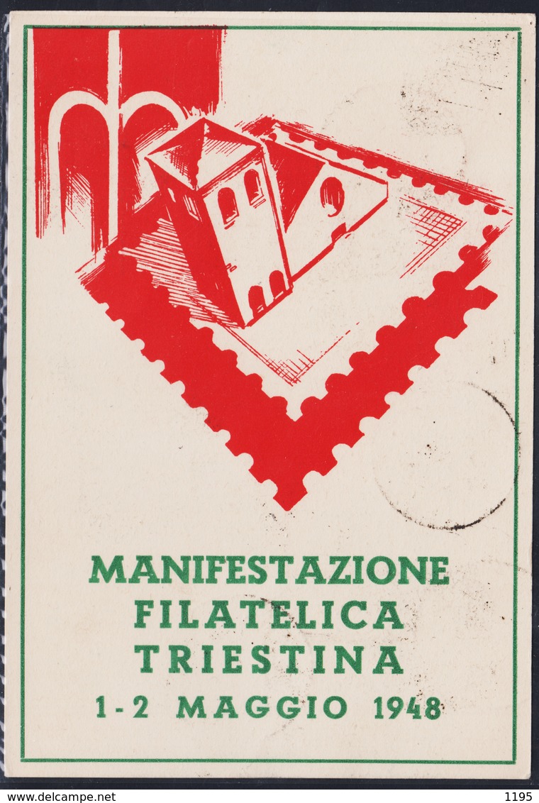 Trieste AMG-FTT Cartolina Manifestazione Filatelica Maggio 1948,  (04936) - Poststempel