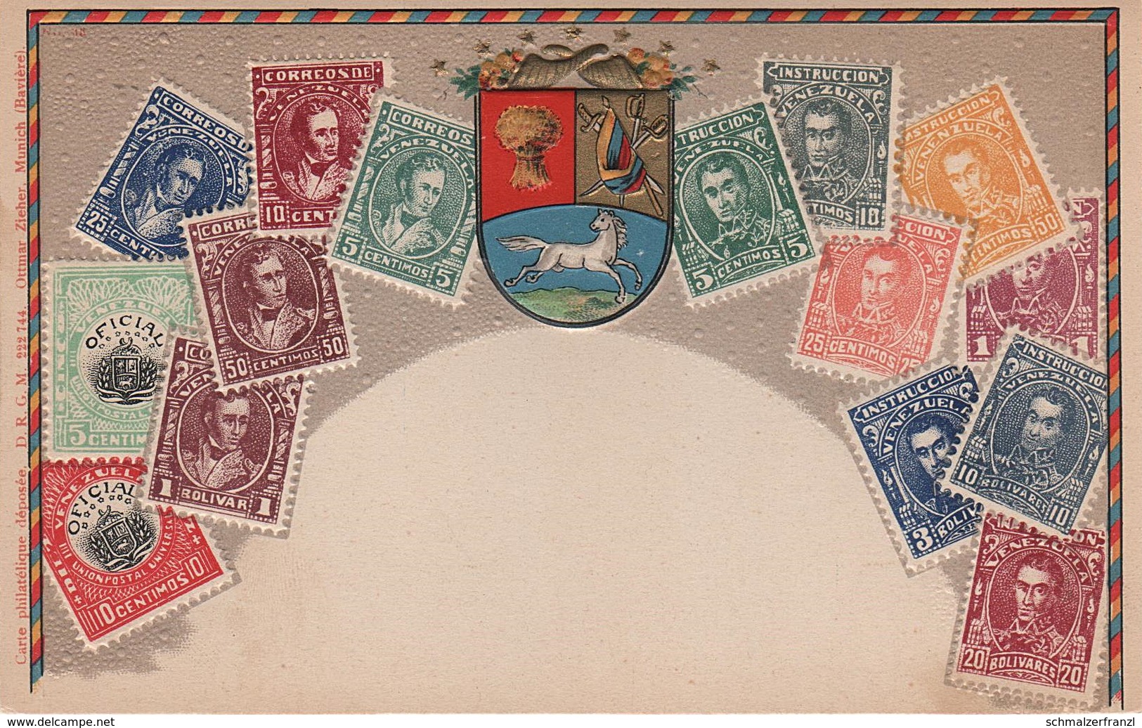 Philatelie Litho AK Venezuela Caracas Bolivar Sello Briefmarke Stamp Timbre America Del Sur Amerique Du Sud Südamerika - Venezuela