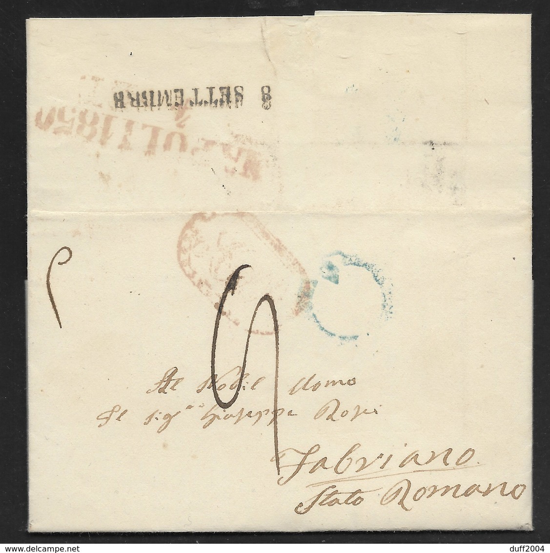 DA NAPOLI A FABRIANO - 3.9.1850. - 1. ...-1850 Prephilately