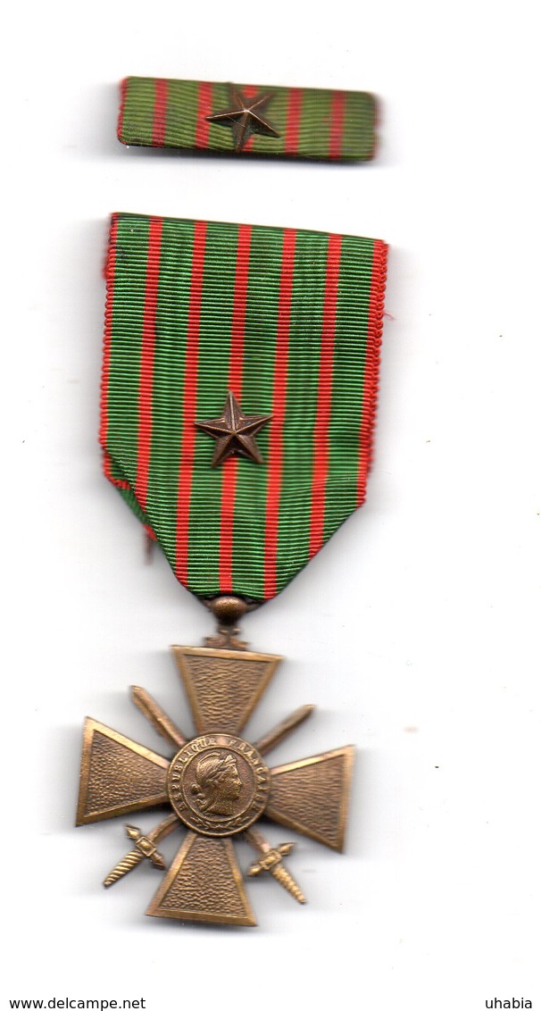 Croix De Guerre 14-18 Avec étoile + Barette Et Etui écrin. - France