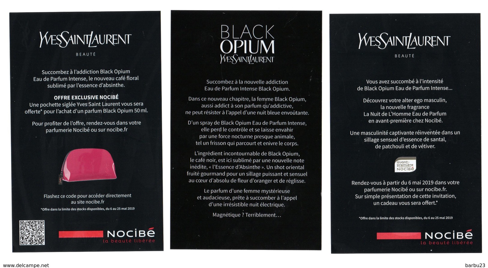 YVES SAINT LAURENT Black Opium Eau De Parfum Tube Sur Carte + Trois Cartes - Echantillons (tubes Sur Carte)