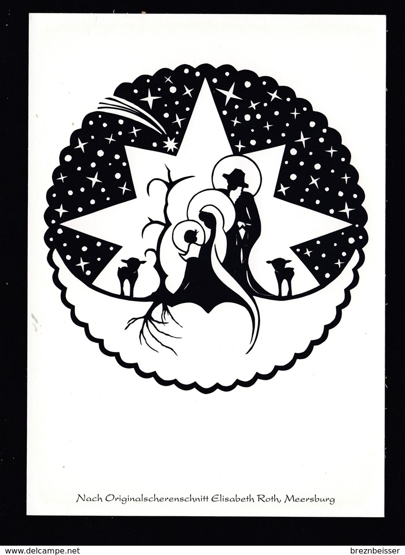 Künstler AK Scherenschnitt: Elisabeth Roth,Motiv Weihnachten Karte N.gel -4- - Scherenschnitt - Silhouette