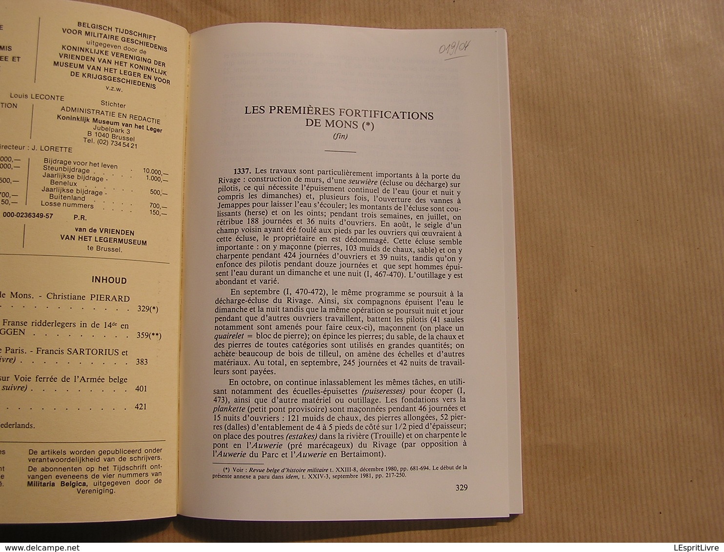 REVUE BELGE D' HISTOIRE MILITAIRE XXIV 4 Artillerie Rail Chermins Fer Belgique Train Paris Hôpital Mons Fortifications - Historia