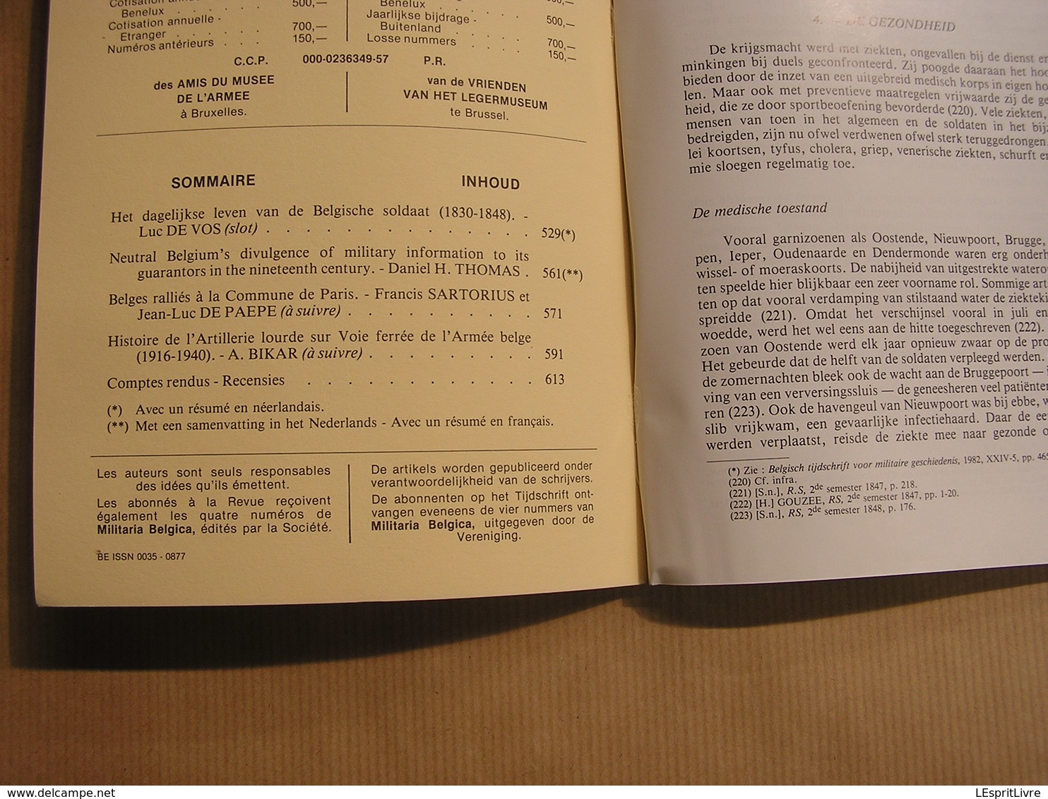 REVUE BELGE D' HISTOIRE MILITAIRE XXIV 6 Artillerie Rail Chermins De Fer Belgique Train Paris Dagelijkse Leven Soldaat - Histoire