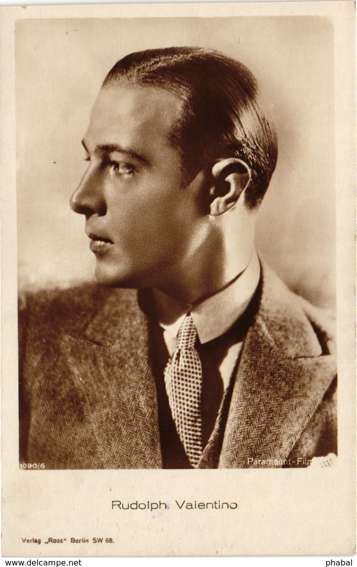 Movie Star Actor Rudolph Valentino, Old Postcard - Actors