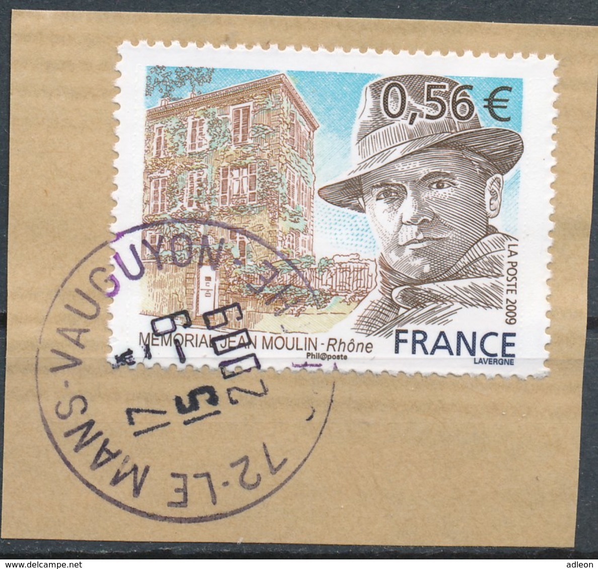 France - Jean Moulin YT 4371 Obl. Cachet Rond Sur Frament - Oblitérés