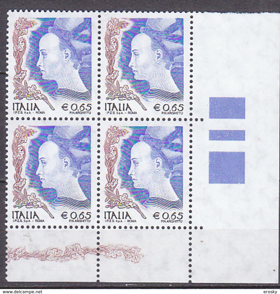 PGL DC0423 - ITALIA REPUBBLICA 2004 SASSONE N°2728 ** QUARTINA - 2001-10: Neufs