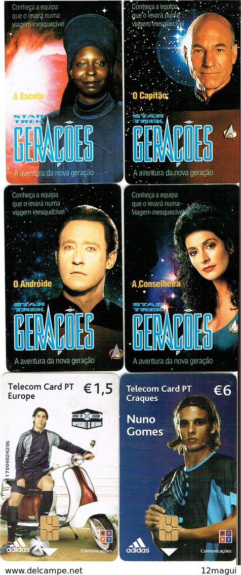 PHONECARDS- PORTUGAL - 6- CHIP CARDS ( STAR TREK+FOOTBALL ) - Portugal