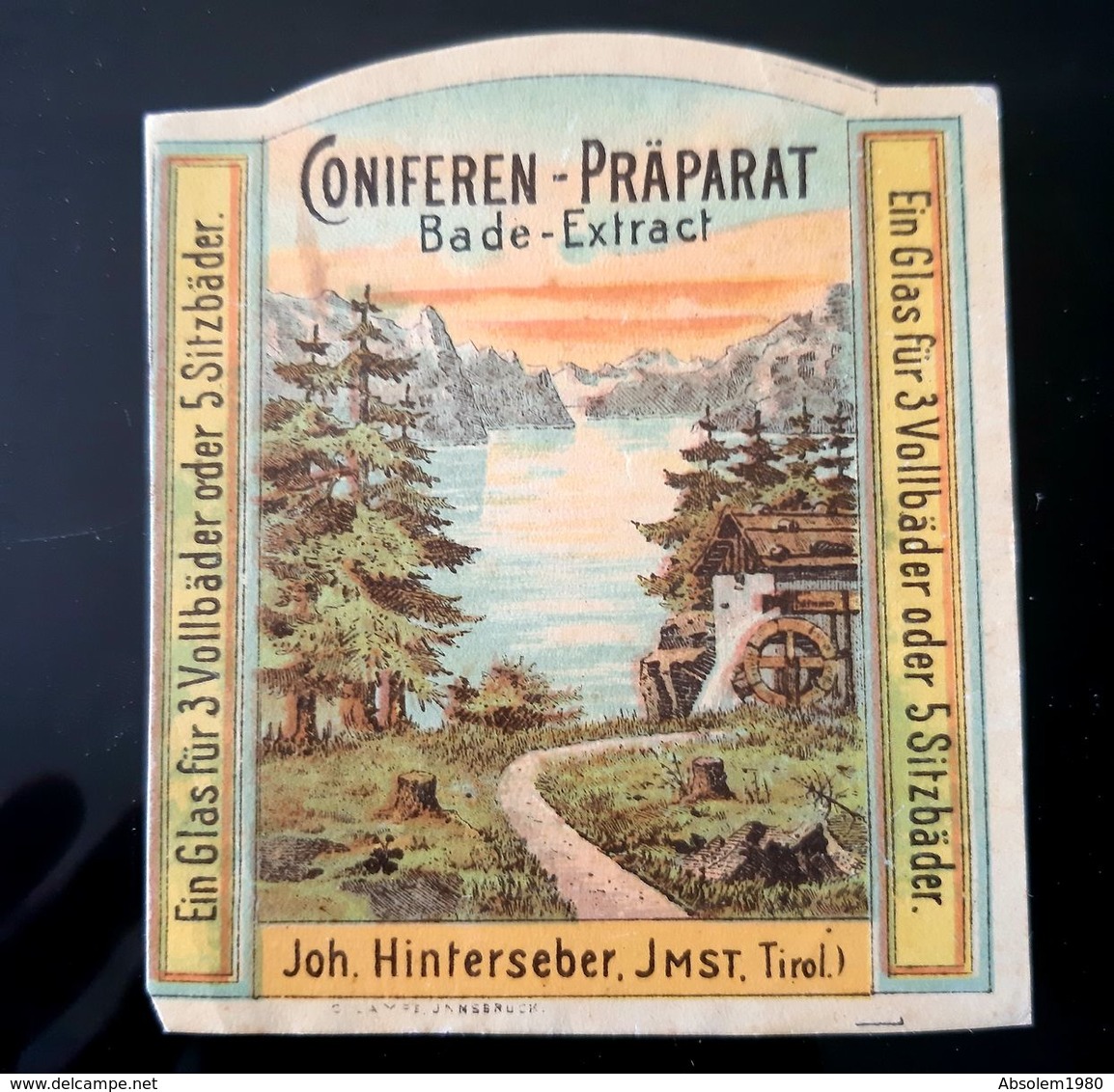 ETIQUETTE 1900 CONIFEREN PRAPARAT JOH HINTERSEBER TIROL TIROLO APOTHEKE FARMACIA ETICHETTA ETIKETT PHARMACIE AUTRICHE - Autres & Non Classés