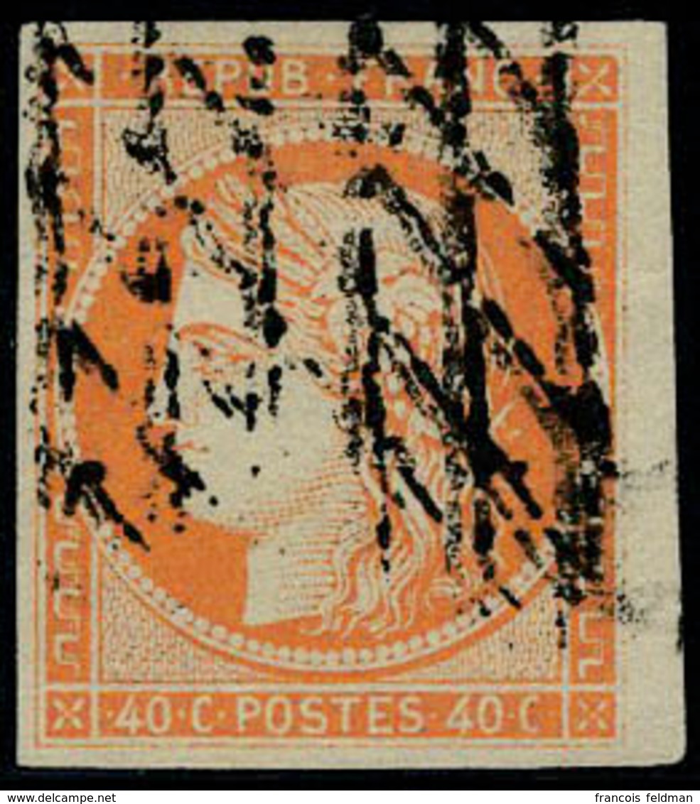 Oblitéré N° 5a, 40c Orange Vif, Obl Grille Sans Fin, T.B. Signé - Sonstige & Ohne Zuordnung