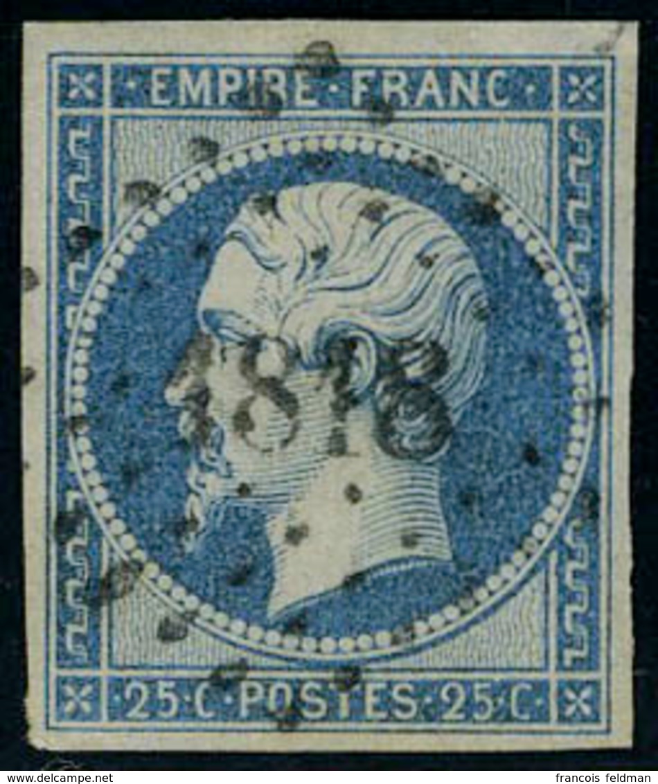 Oblitéré N° 15, 25c Bleu Napoléon N.D., Oblitéré Losange PC 1818, TB, Signé Calves - Andere & Zonder Classificatie