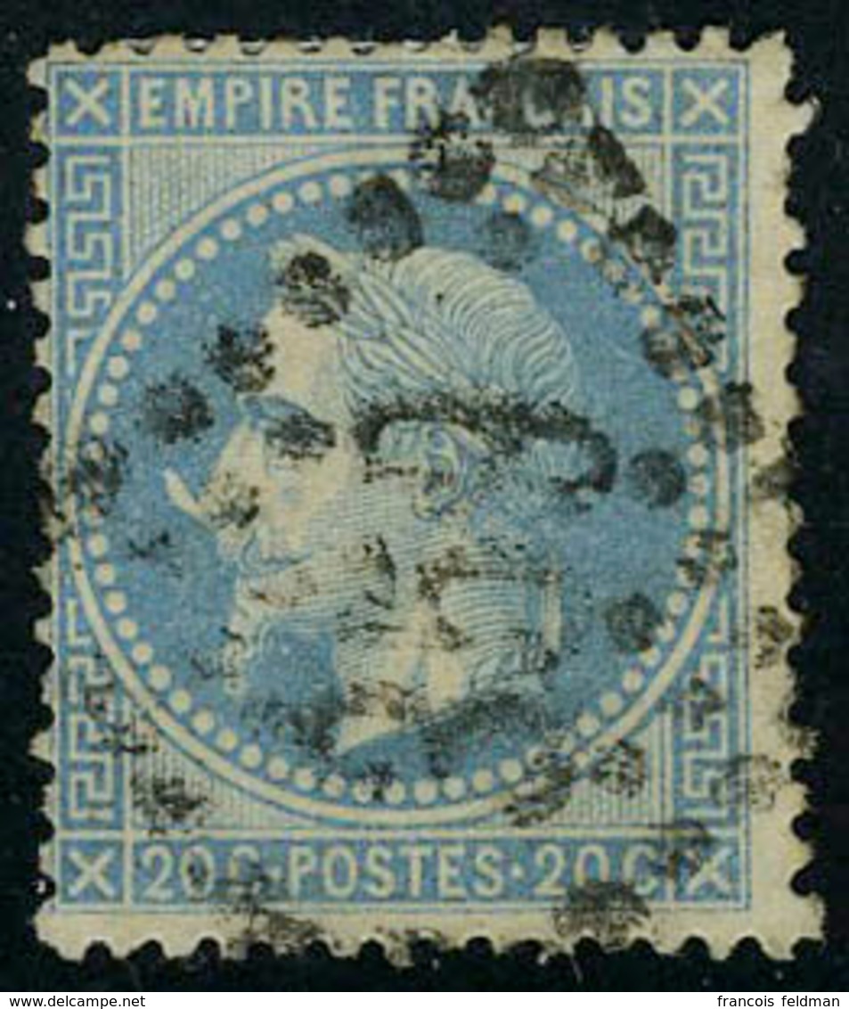 Oblitéré N° 29Bb, 20c Bleu Type II, Variété à La Corne, 1 Dent Courte Sinon T.B. - Andere & Zonder Classificatie