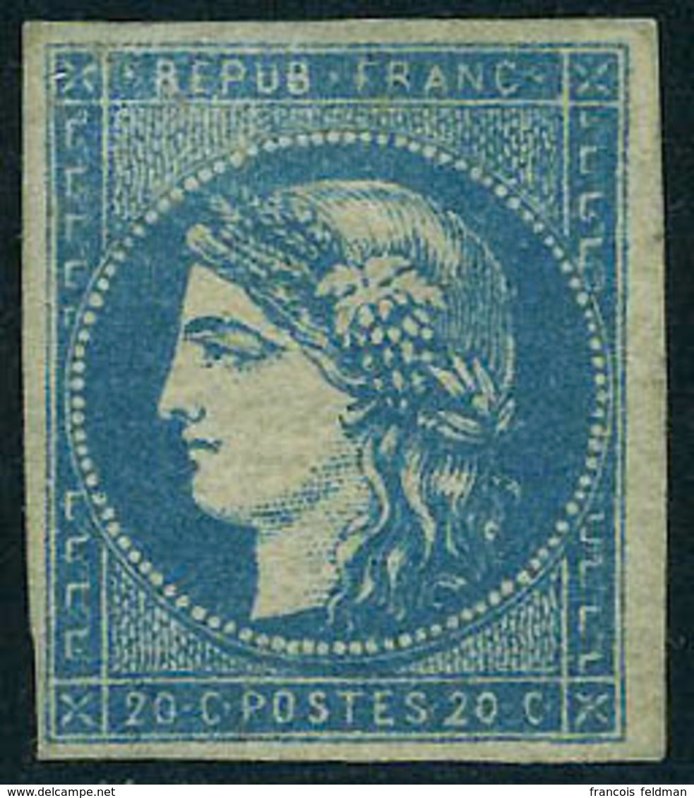 Neuf Avec Charnière N° 44B, 20c Bleu, Type I Report 2, Restauré, Aspect T.B. - Altri & Non Classificati