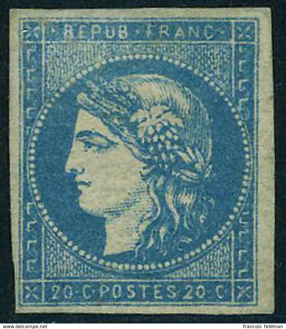 Neuf Avec Charnière N° 44B, 20c Bleu, Type I Report 2, Restauré, Aspect T.B. - Andere & Zonder Classificatie