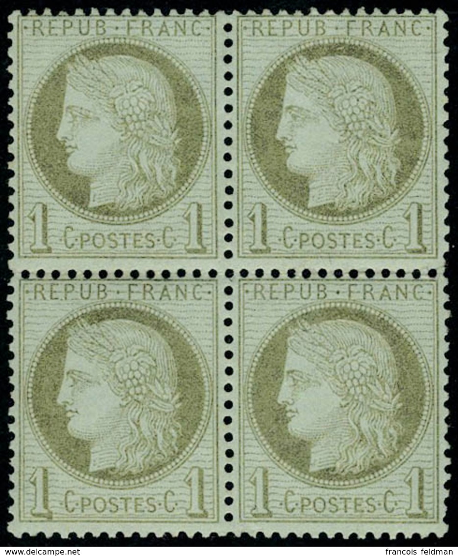 Neuf Avec Charnière N° 50, 1c Vert Olive, Bloc De 4 Dont 2ex Neufs **, T.B. - Otros & Sin Clasificación