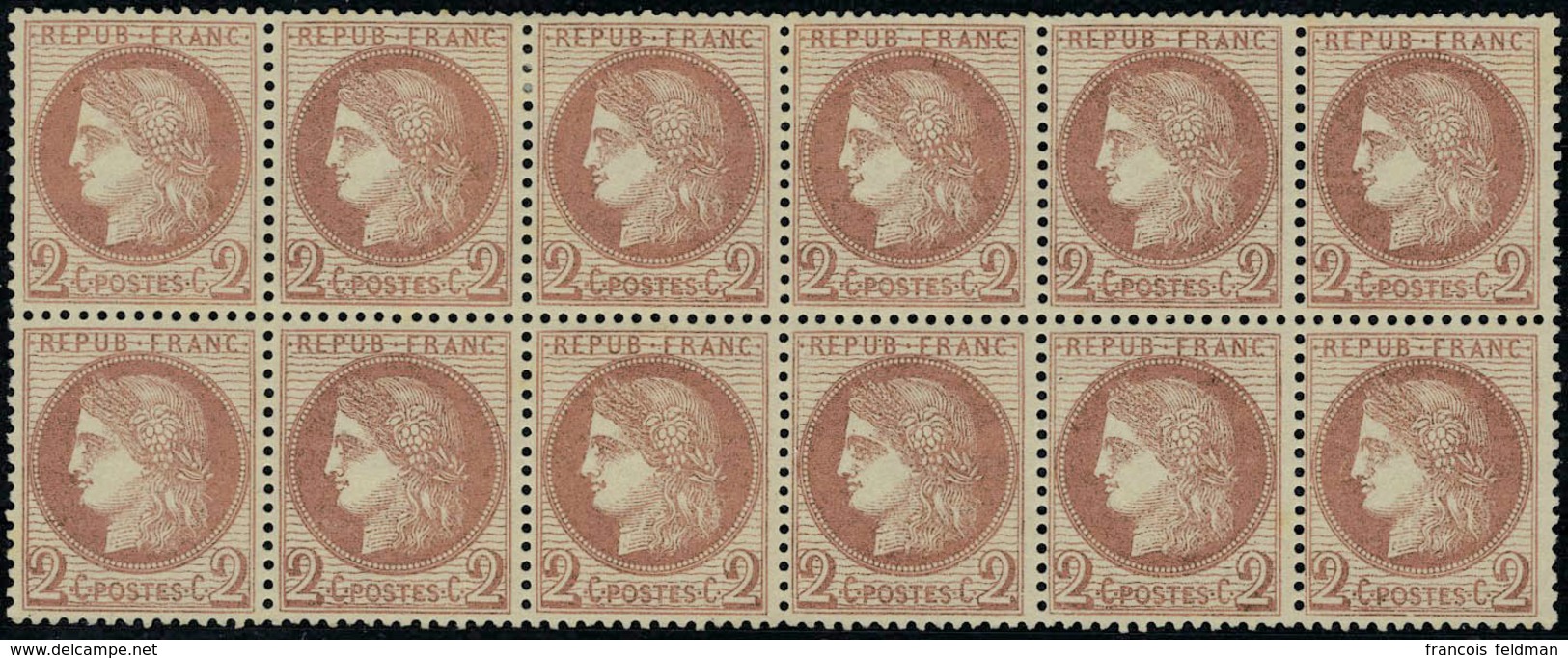 Neuf Sans Charnière N° 51, 2c Rouge Brun Bloc Horizontal De 10ex Dont 4 Neufs *, Cl, Très Bien Centré, Superbe - Sonstige & Ohne Zuordnung