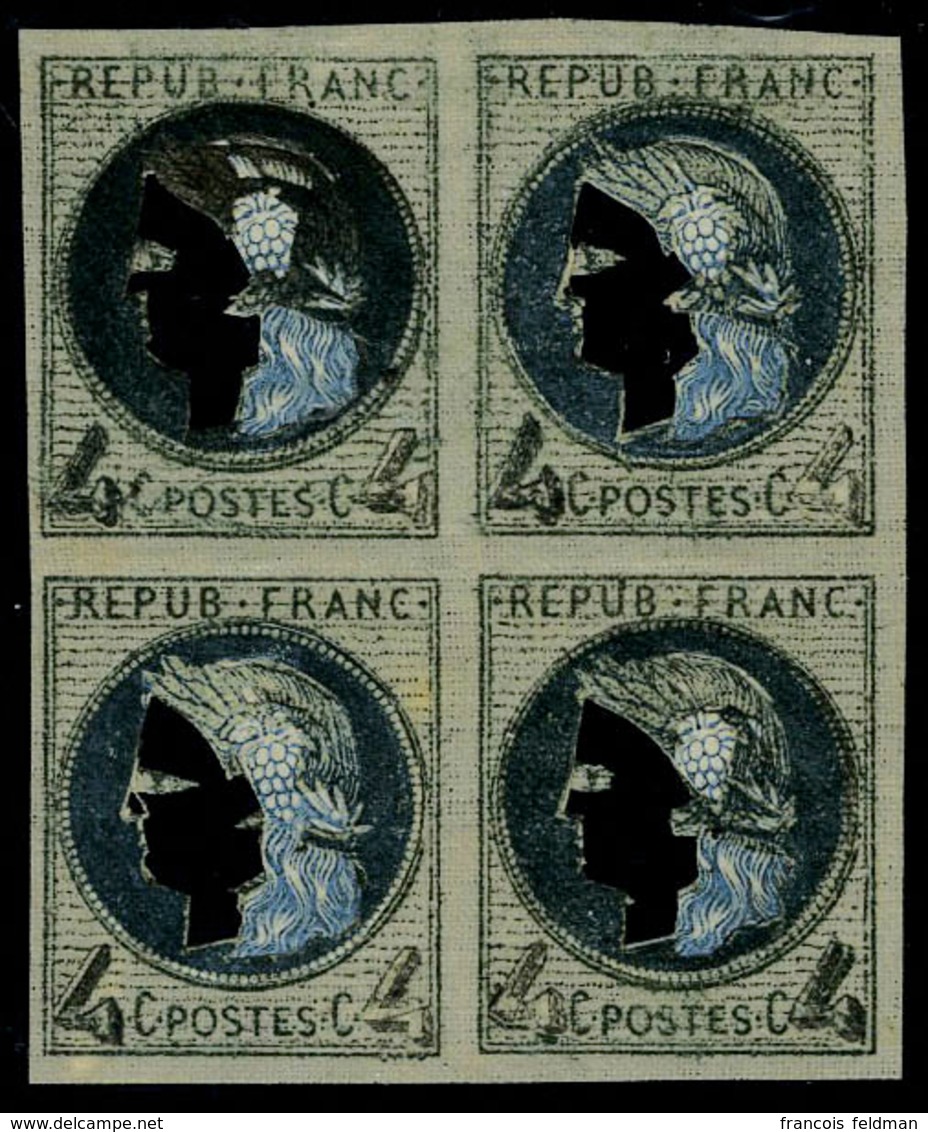 Neuf Avec Charnière N° 52, 4c Cérès, Bloc De 4, Coussinet D'impression, T.B. - Andere & Zonder Classificatie