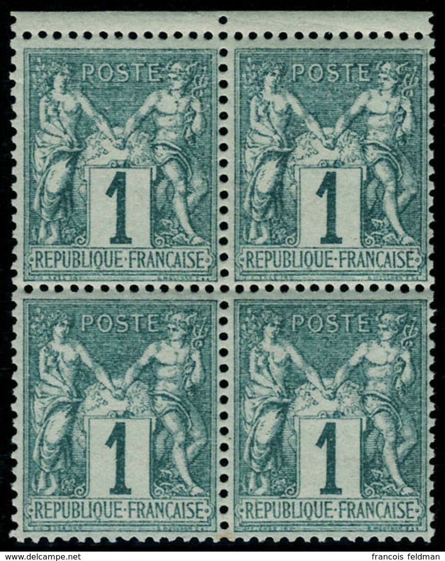 Neuf Sans Charnière N° 61, 1c Vert, Bloc De 4, Centrage Parfait, Bdf, Superbe. - Andere & Zonder Classificatie