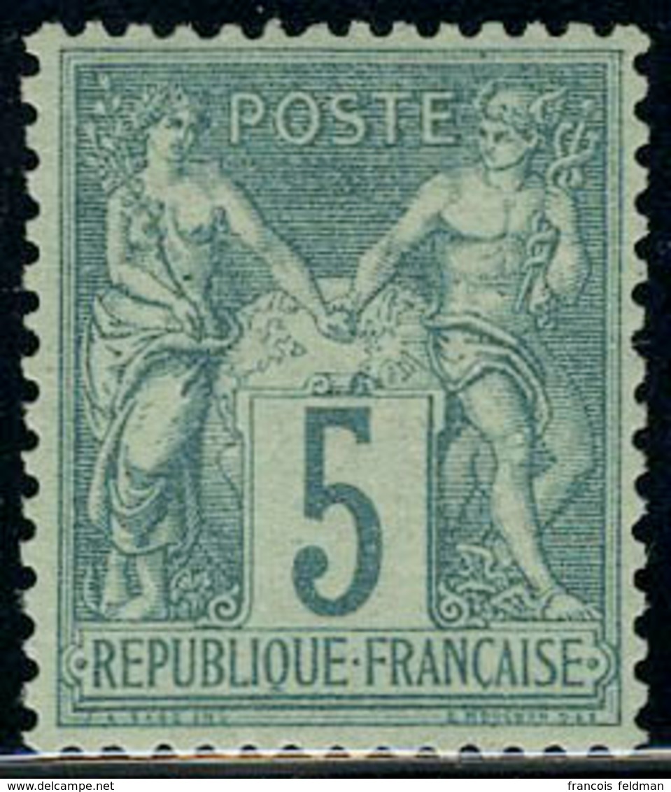 Neuf Sans Charnière N° 64, 5c Vert, Excellent Centrage, Superbe, Signé Brun - Other & Unclassified