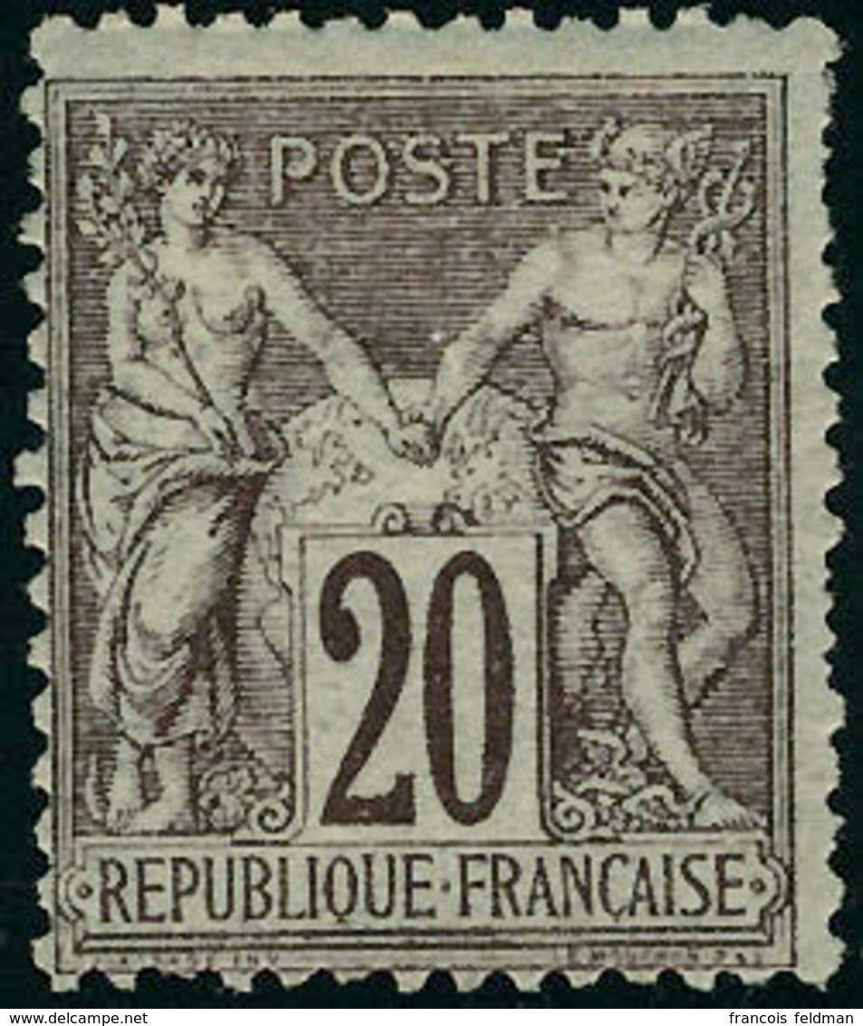 Neuf Avec Charnière N°67. 20c Brun-lilas, Type I, Quelques Dents Courtes, Sinon T.B. - Andere & Zonder Classificatie