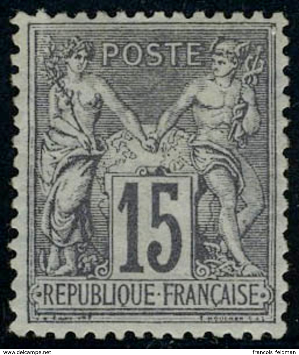 Neuf Avec Charnière N° 77, 15c Gris, Type II, Bon Centrage, TB, Signé Calves - Andere & Zonder Classificatie